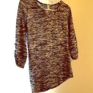 Navy to white ombré knit blouse